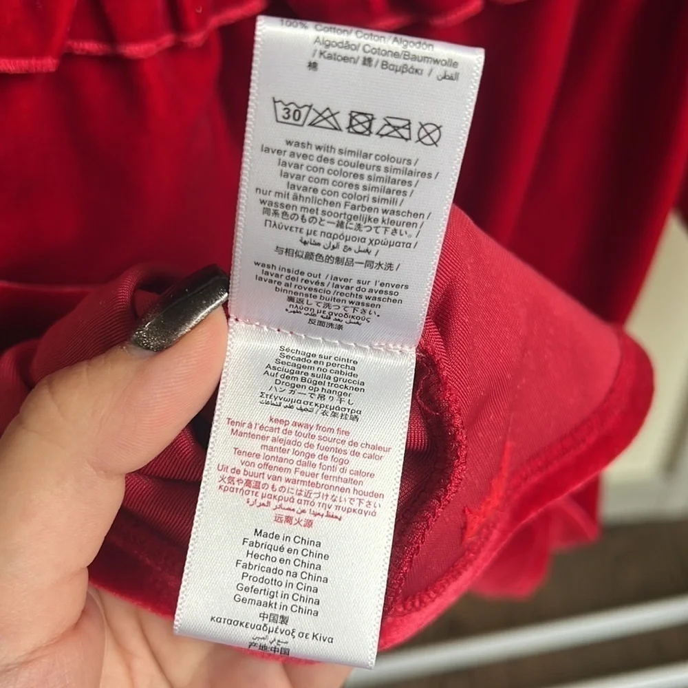 Red velvet chloe 9 months baby dress luxury designer rare find sale